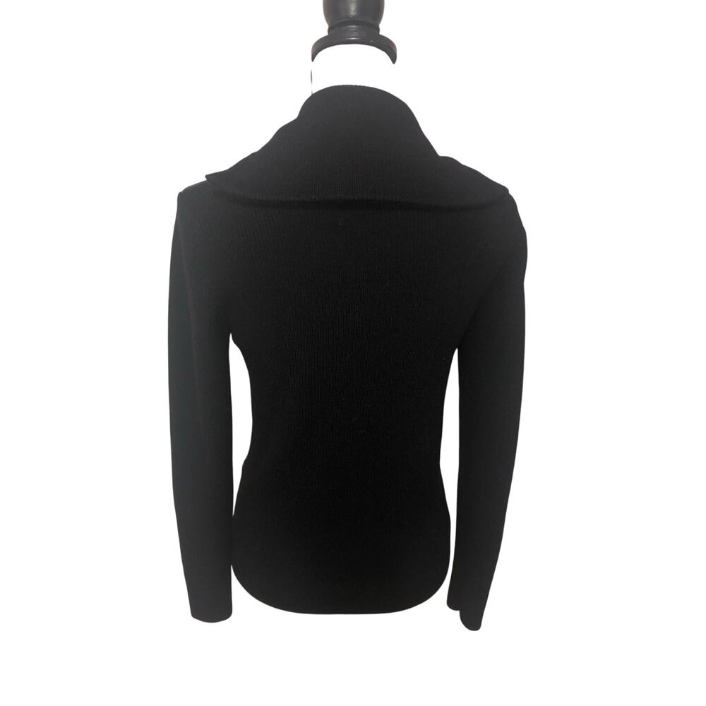Ralph Lauren Sweater Size M Black Red Zip Front Equestrian Silk Old Money RLR - Picture 5 of 8